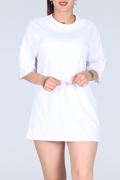 Beyaz Basic Oversize Unisex Tişört 11954