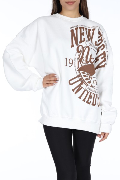 Beyaz New Jersey Bayan Sweat 10595