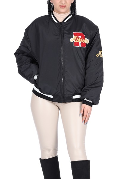 Siyah R Athletic Bomber Ceket 10604