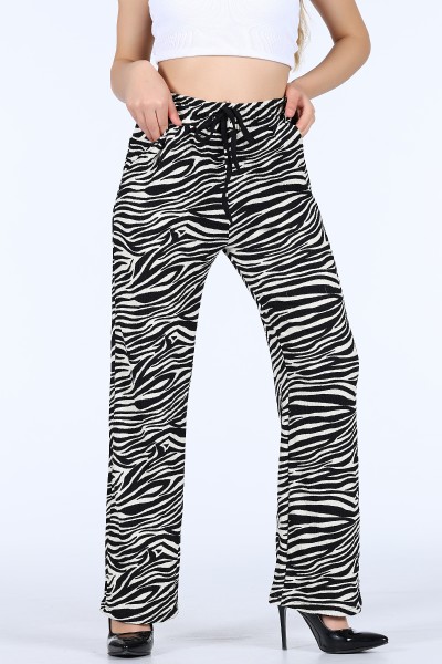 Siyah Zebra Desenli Bayan Pantolon 11463