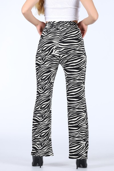 Siyah Zebra Desenli Bayan Pantolon 11463