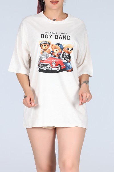 Taş Tedy Boy Band Baskılı Oversize Unisex Tişört 11959